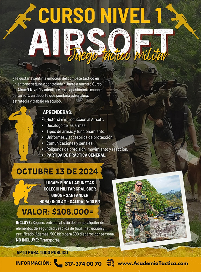 Curso Nivel 1 de Airsoft en Bucaramanga, San Gil, Mesa de los Santos - Colombia